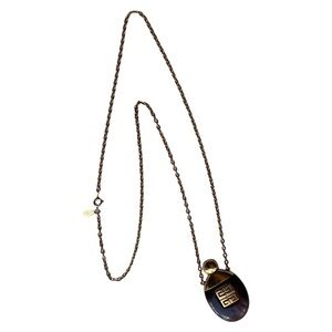 Givenchy Gold and Brown Perfume Bottle Pendant Necklace 1978